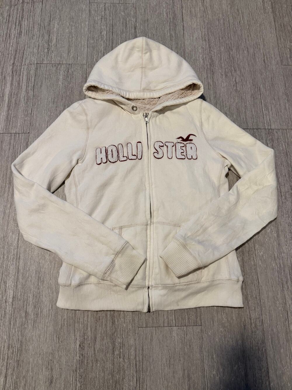Vintage Y2k Hollister Co. Women's Fur Lined Zip Up Hoodie